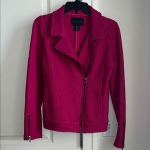 Tahari Women's Motorcycle Fuchsia Wool Blazer